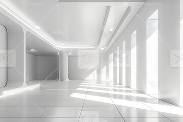 Fototapeta premium White room with numerous windows