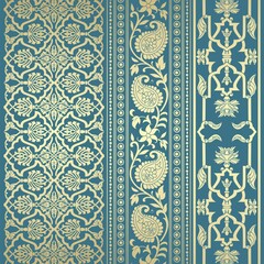 wedding card design, traditional paisley floral pattern , royal India	