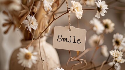 Naklejka premium Pale motivational smile background with isolated motive