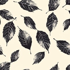 Obraz premium Seamless Pattern with Black Leaves