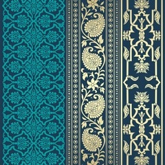 wedding card design, traditional paisley floral pattern , royal India	