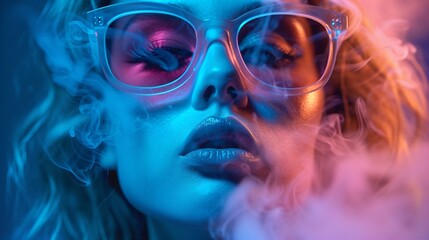 crazy surreal rave style portrait with sunglasses