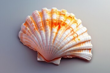 Shell on table, white background