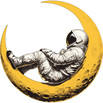 Un astronaute sur un croissant de Lune