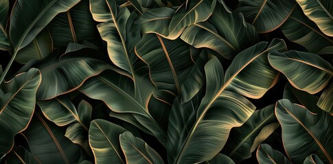 Vintage seamless pattern with tropical plants. Palm leaves in realistic style. Botanical illustration. Foliage design for wallpaper. AI generated illustration