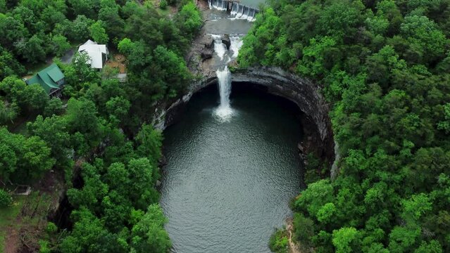 Overlooked Splendor: Aerial Panorama of Desota Falls, Alabama