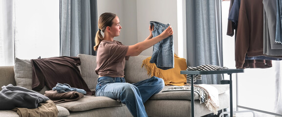 Second hand clothes, used wardrobe. Circular fashion, fast fashion, eco-friendly sustainable...