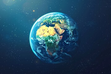 Fototapeta premium Planet close-up with distant sun
