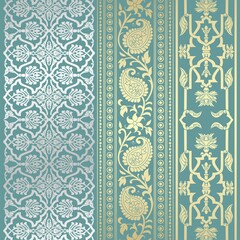 wedding card design, traditional paisley floral pattern , royal India	