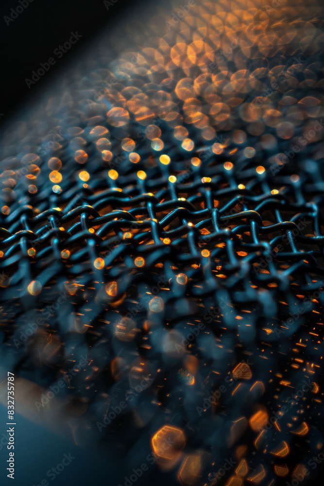 Aufkleber Macro shot of a modern microphoneâ€™s mesh grille, capturing the fine texture and subtle reflections,