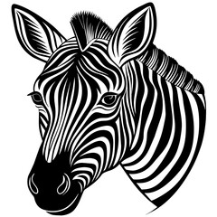 Vector illustration of a detailed zebra head in black
