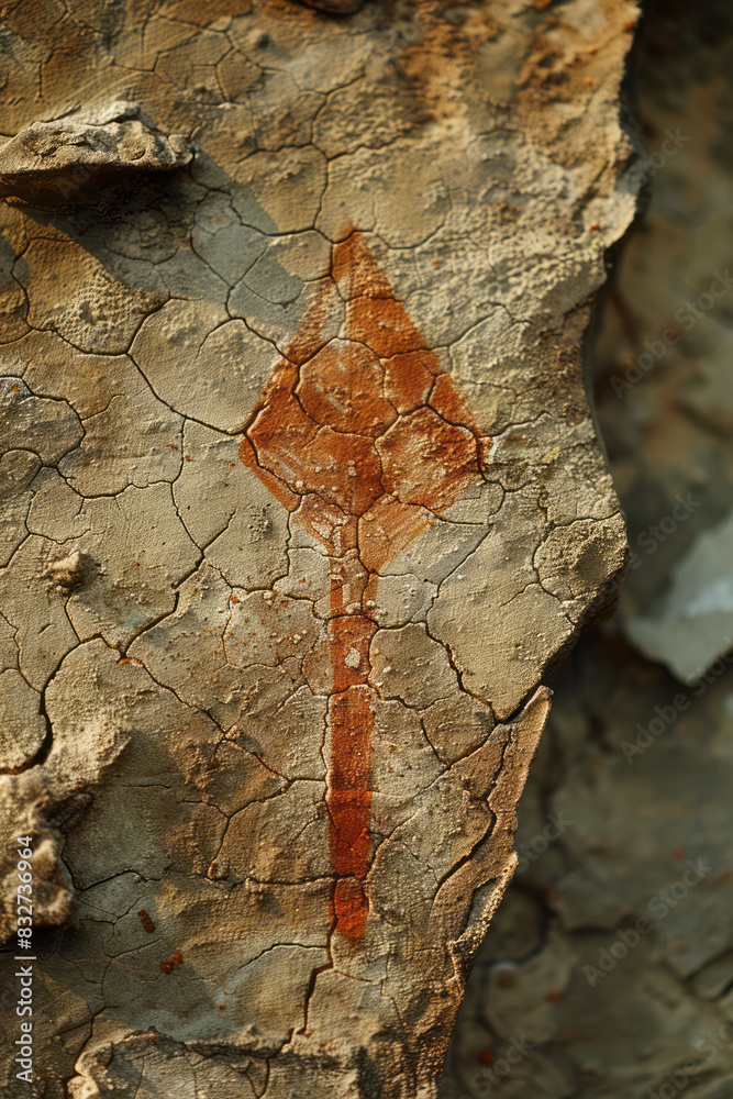 Fototapete macro view of a birthmark shaped like an arrow, pointing distinctly with crisp lines,