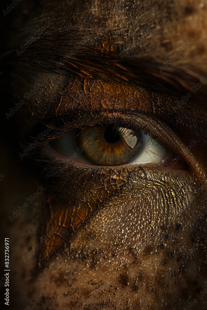 Poster Macro view of a birthmark shaped like an arrow, pointing distinctly with crisp lines,