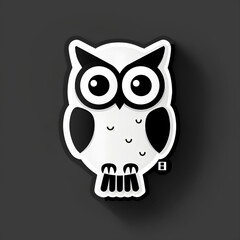 Fototapeta premium Cute Cartoon Owl Illustration on Black Background