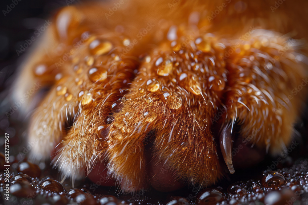 Fototapete macro view of a birthmark in the shape of a paw print, with soft curves and skin texture,