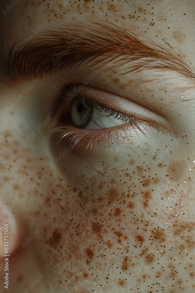 Aufkleber detailed view of a birthmark resembling a constellation, with tiny dots forming a pattern on the ski