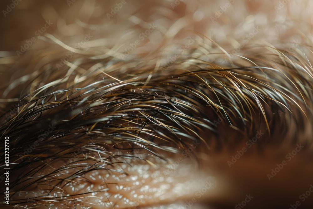 Poster a close-up of a mole on a personâ€™s forearm, with the skin texture and tiny hairs in sharp focus,