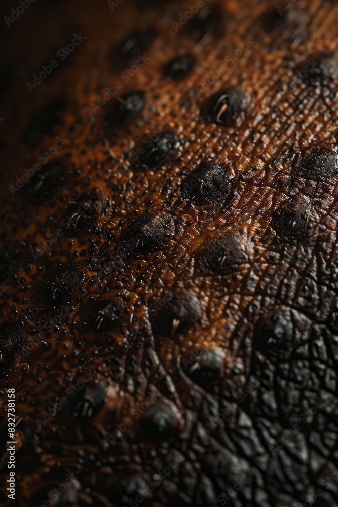 Poster macro view of a mole on the lower back, with the skinâ€™s natural gradient and small freckles,