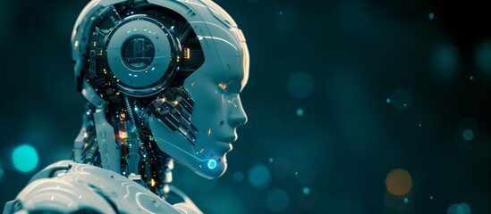 Fototapeta premium Portrait of a robot looking away 