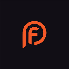 letters pf and fp logo design vector