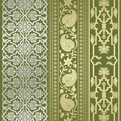 wedding card design, traditional paisley floral pattern , royal India	