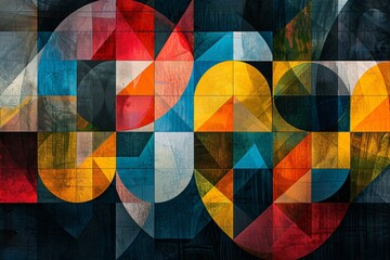 Fototapeta premium Colorful geometric abstract on black background