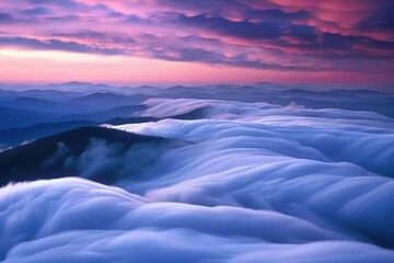 Obraz premium Unique Clouds. Beautiful Mountain Landscape at Twilight from Clingman's Dome, Great Smoky Mountains National Park, North Carolina, USA