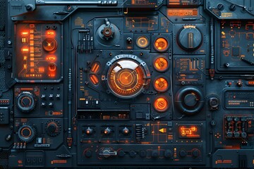 Fototapeta premium Close-up computer panel electronic components