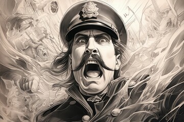 Fototapeta premium A legendary and feared pirate captain, commanding a crew of cutthroats and plundering the high seas. - Generative AI