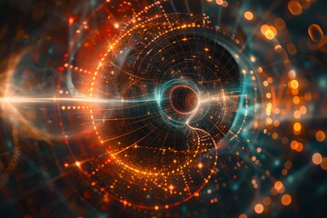 Obraz premium Image of black hole with glowing circles