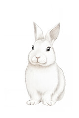 アナログタッチ、手描き風の可愛いネザーランドドワーフ、兎のイラスト正面　卯年　年賀状　AI生成画像