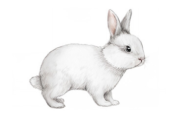 Obraz premium アナログタッチ、手描き風の可愛いネザーランドドワーフ、兎のイラスト横 卯年 年賀状 AI生成画像