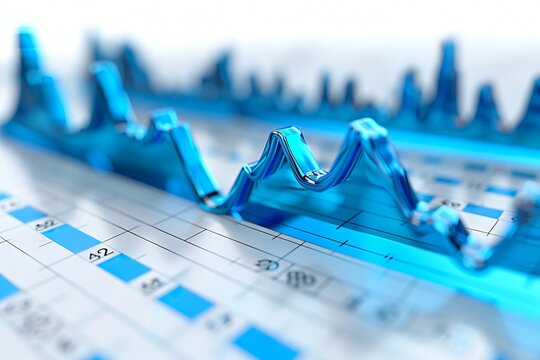 Blue graph with mountain in close-up
