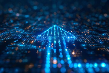 Blue arrow close-up with multiple dots