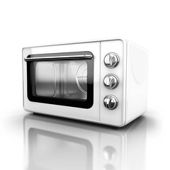 A high-resolution image of a microwave isolated on a white background, presenting its efficient and convenient cooking solution.