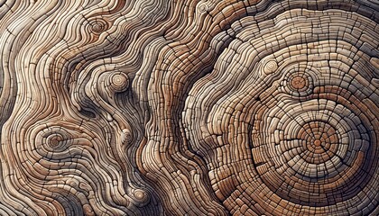 Intricate Wooden Texture Patterns Displaying Natural Rings of Tree Trunk in Daylight