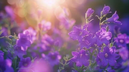 Tiny lavender Campanula portenschlagiana under a bright sun