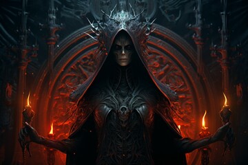 A mysterious and powerful necromancer, raising armies of undead to serve their bidding. - Generative AI