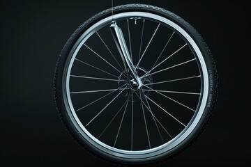 Naklejka premium Detailed bicycle tire on black background