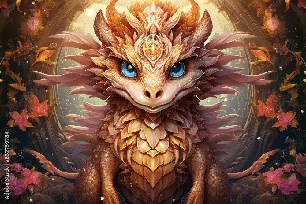 Canvas Prints A wise and ancient dragon, with scales that shimmer in the sunlight and the power of ancient magic. - Generative AI