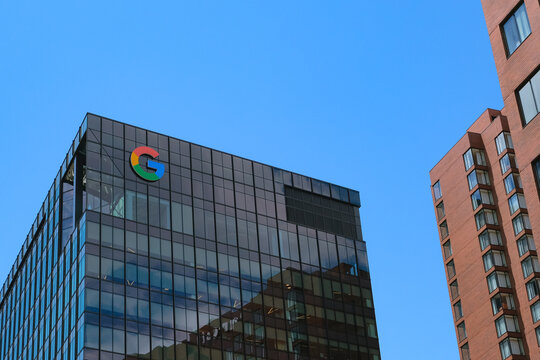 Cambridge, USA - 29 May 2024. General view of Google office building with G logo 