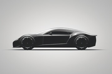 Close-up black sports car on light gray background