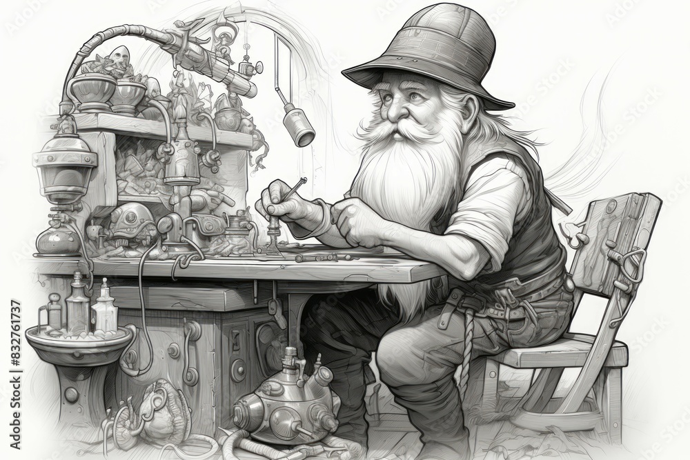 Canvas Prints A quick-witted gnome inventor, creating ingenious gadgets and contraptions to overcome challenges. - Generative AI