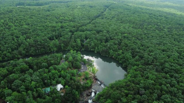 Overlooked Splendor: Aerial Panorama of Desota Falls, Alabama