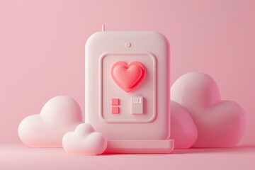 Heart shape pink object on pink background