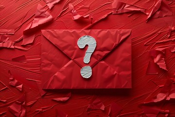 Close-up of red envelope with question mark
