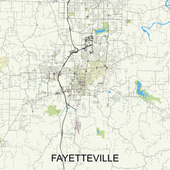 Fayetteville, Arkansas, United States map poster art