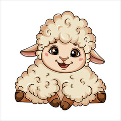 Eid al-Adha Mubarak. Funny cartoon character ram