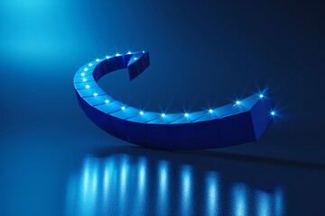 Macro of blue curved object with lights