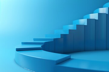 A blue staircase against a blue background